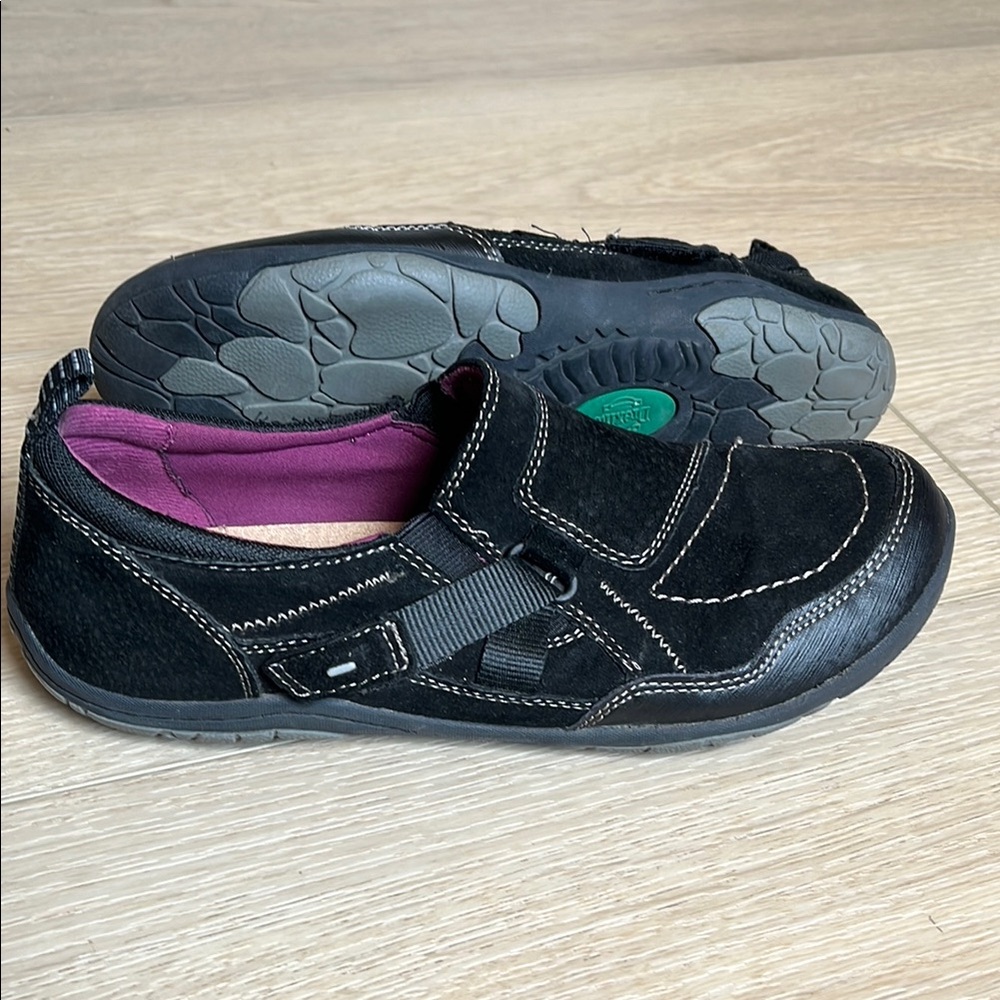 Drexlite Women’s Black Leather Sneaker Shoes With Velcro Attachment Size 10